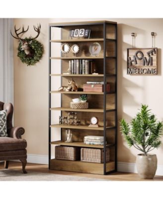 71" Tall Kitchen Pantry, 8-Tier Industrial Storage Etagere with Solid Back, Freestanding Pantry Organizer with Metal Frame