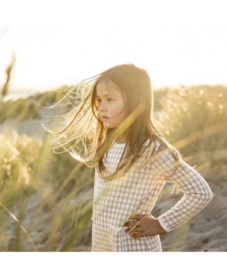 Toddler Girls Organic Long Sleeve Bow Detail Intarsia Sweater Dress