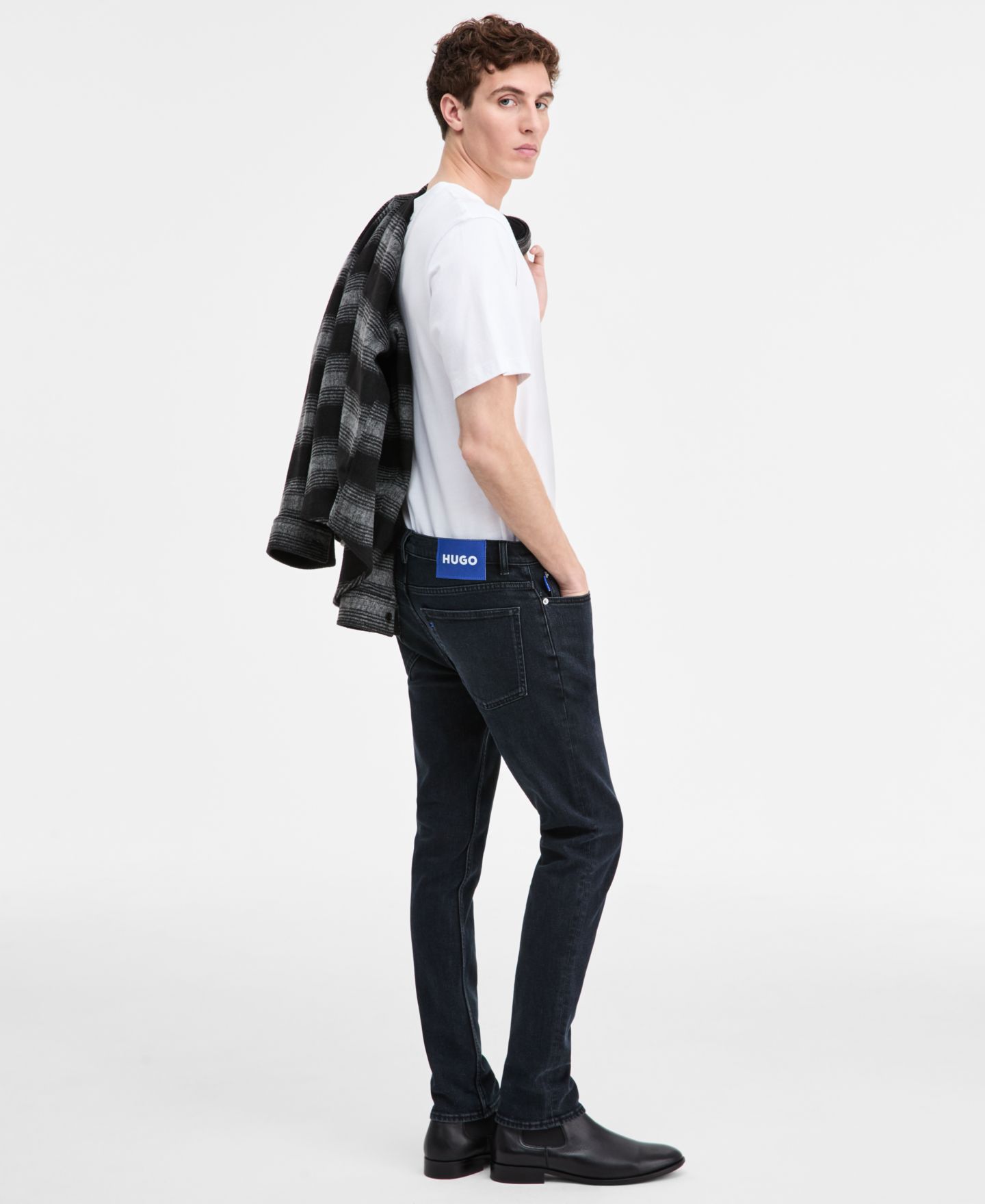 Мужские джинсы Hugo Boss Hugo by Zane 5-Pocket Regular-Fit, цвет: Тёмный синий — фото 3