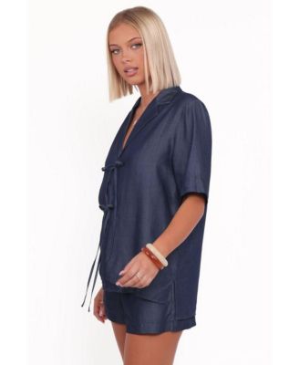 Women's Aaliyah Chambray Tie Front Top