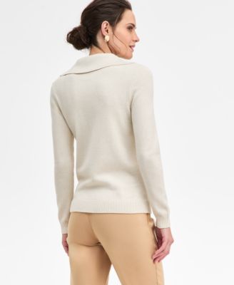 Women's Long-Sleeve Johnny-Collar Lurex Sweater, Macy's Exclusive
