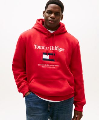 Men's Big & Tall Embroidered Flag Hooded Sweatshirt