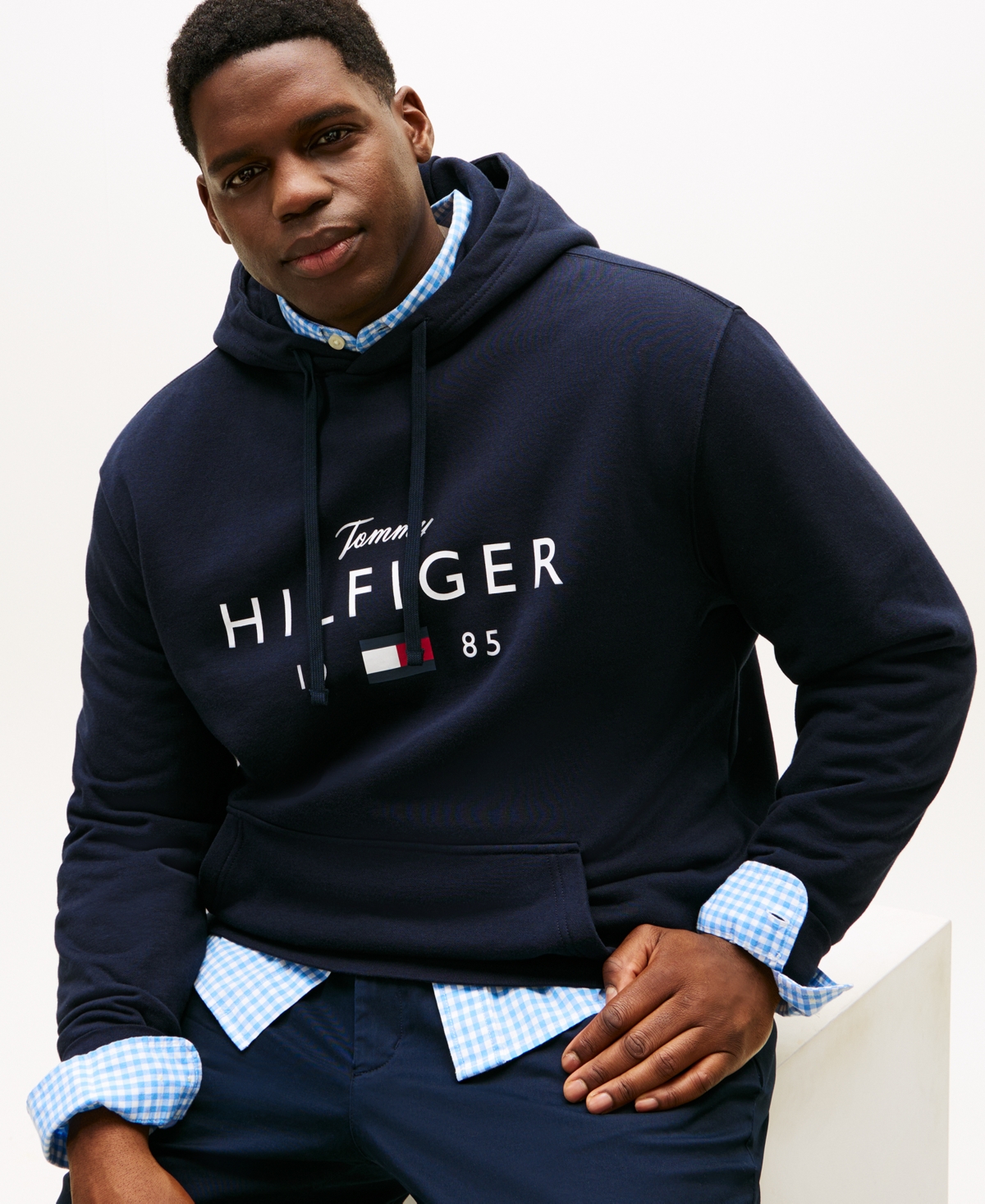 Tommy Hilfiger Men's Big & Tall Regular-fit Hooded Sweatshirt In Blue