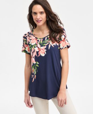 JM Collection - Women's Christa Scoop-Neck Short-Sleeve Top