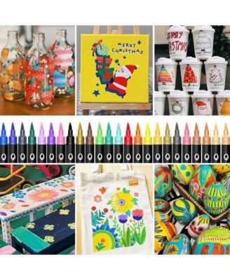 120 Colors Acrylic Paint Markers, Soft Brush Tips Paint Pens and Paint Markers for Rock Painting, Canvas, Wood, Glass, Ceramic, Fabric