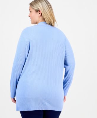 Plus Size Sutton Open-Front Ribbed Knit Cardigan
