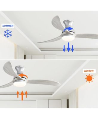 52-inch Modern Classic Silver 3-Blade Flush Mount with Intelligent Remote Control and Light