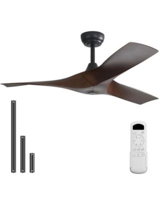 52-inch Modern Black 3 ABS Blades Ceiling Fan without Light with Six-Speed Remote Control and Forward Reverse Rotation Function