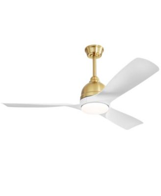 54-inch Modern Minimalist Golden 3-Blade Ceiling Fan with LED Light Remote Control Supports 6 Speeds and Timer Function