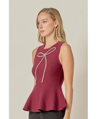 Women's Peplum Sleeveless Knit Top