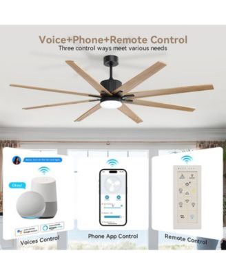 76-inch Modern and Simple Black 8-Blade Ceiling Fans with Remote Control and Lighting Kit