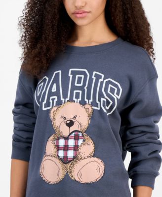 Juniors' Paris Bear Fleece Sweatshirt