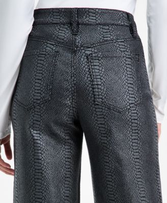 Women's Snakeskin-Print High Rise Wide Leg Jeans, Macy's Exclusive