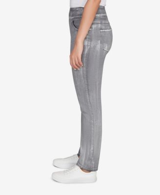 Petite Metallic Painted Pull On Jeans