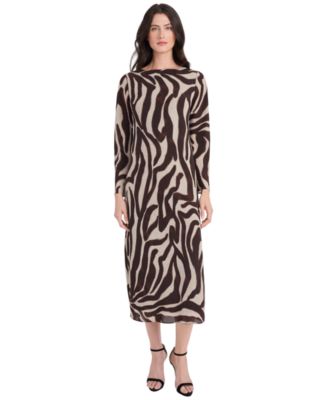 Donna Morgan - Women's Long-Sleeve Midi Dress