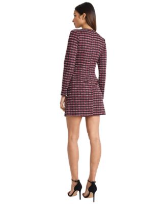 Women's Tweed Long-Sleeve Mini Dress