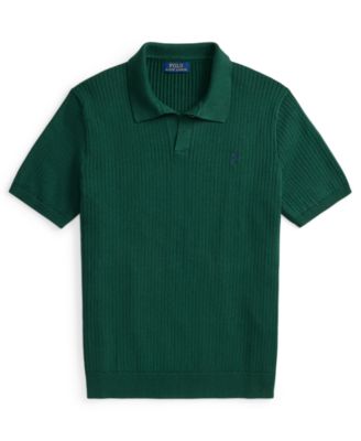 Men's Rib-Knit Cotton Polo-Collar Sweater