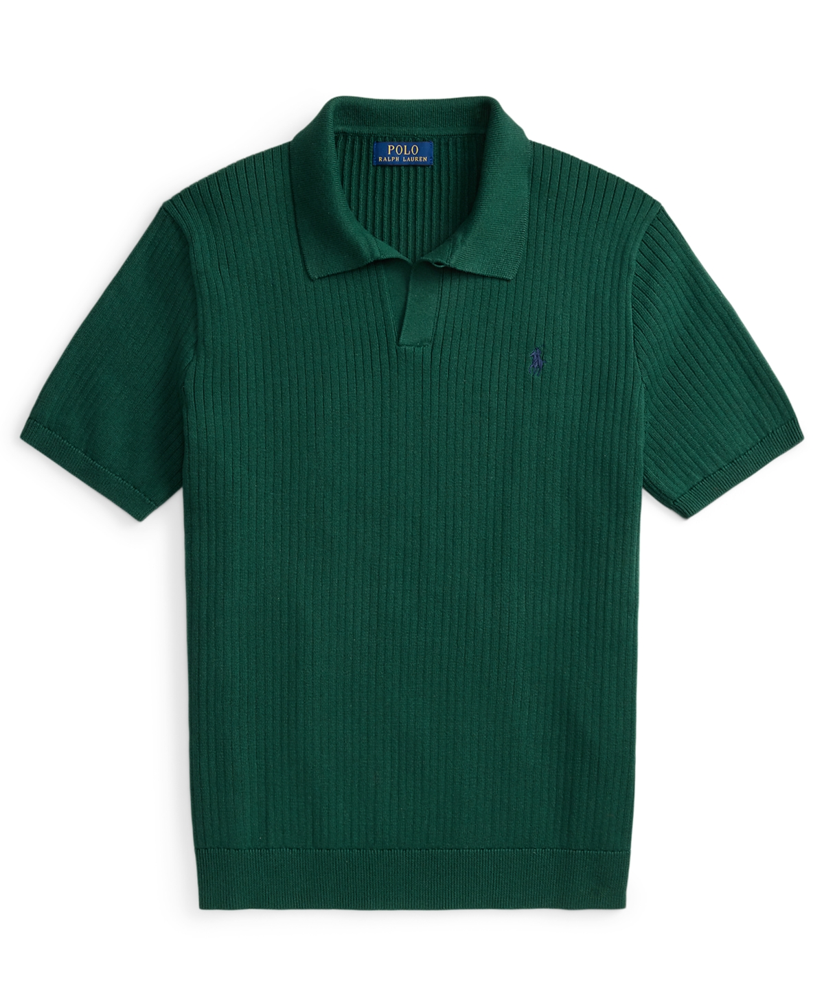 Polo Ralph Lauren Men's Rib-knit Cotton Polo-collar Sweater In Green
