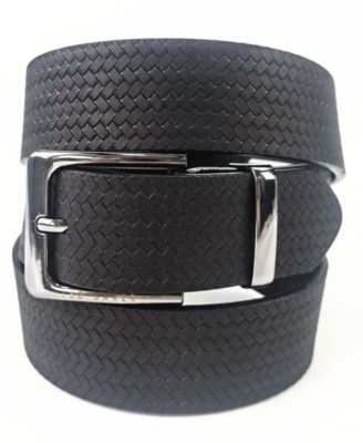 Men's Black Embossed Leather Belt
