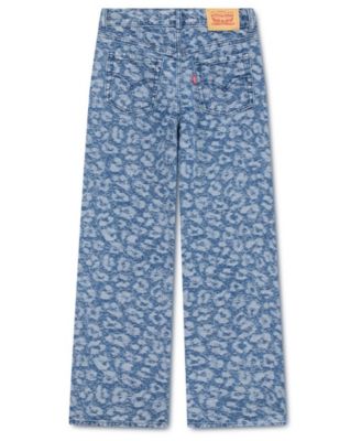 Girls' 7-16 Leopard Print High Rise Baggy Jeans