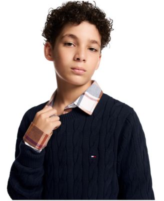 Boys' 8-20 Crewneck Cable Knit Sweater