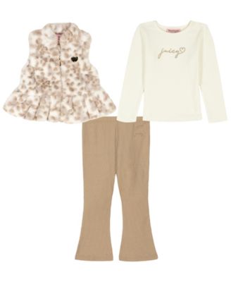 Juicy - Baby Girls 3-Piece Vest, T-Shirt and Leggings Set