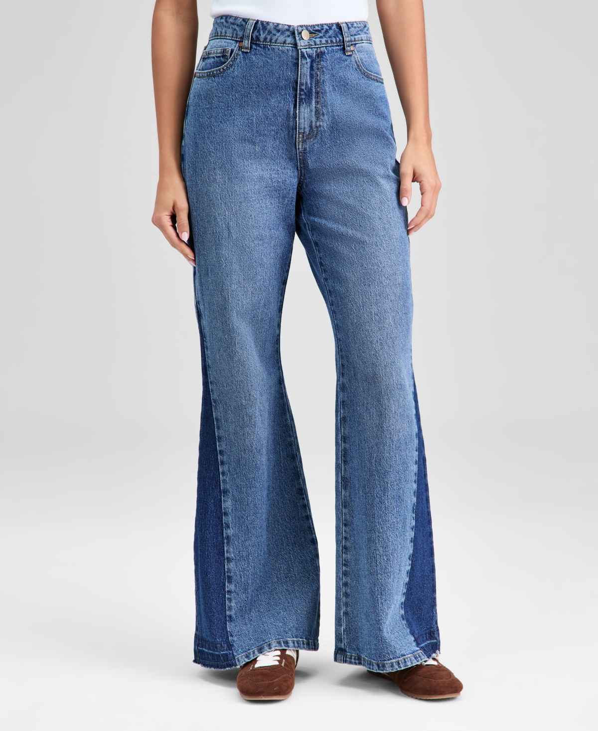And Now This Petite Pieced Flare-leg Jeans, Macy's Exclusive In Blue