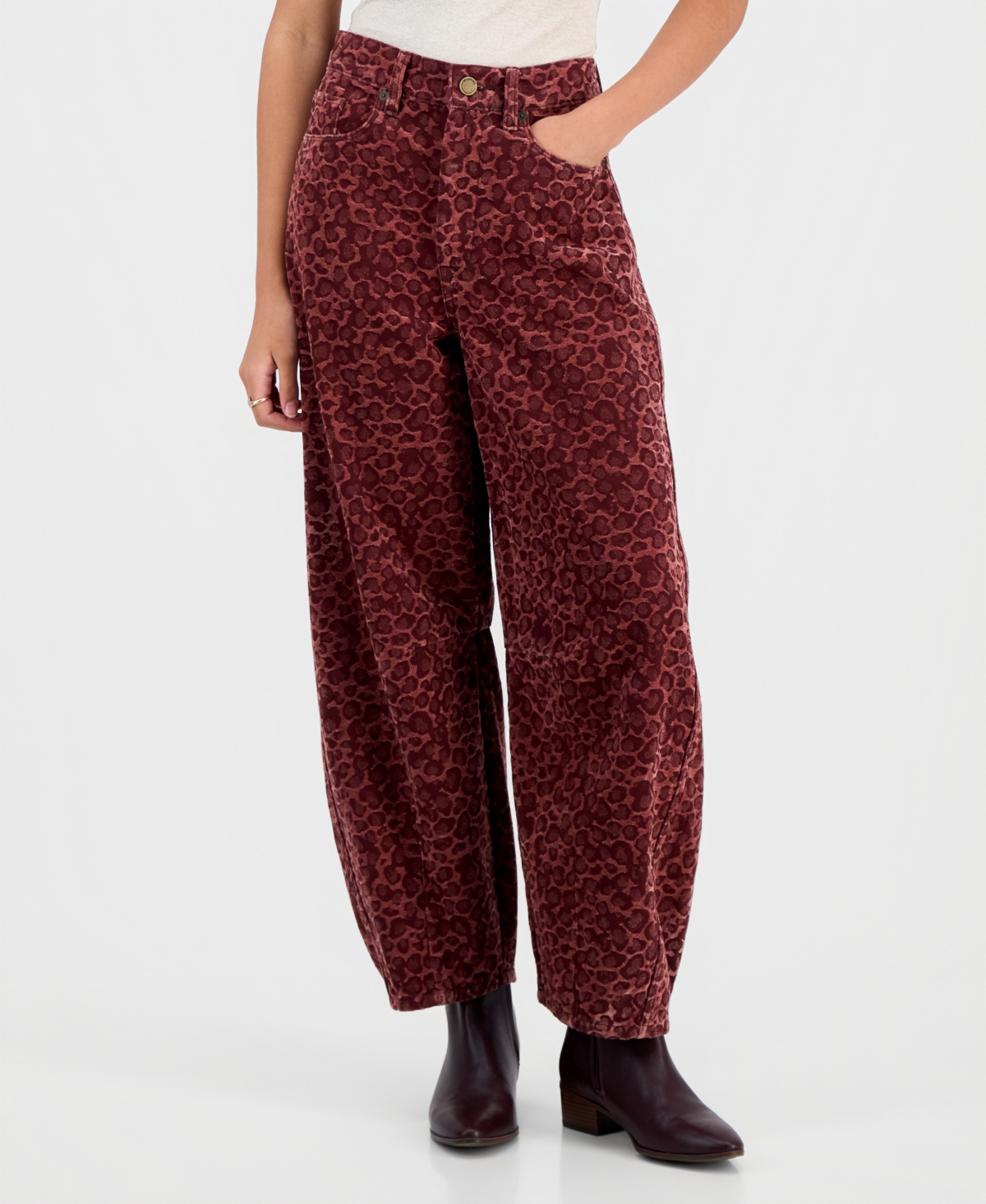 Blank Nyc Women's Animal Printed Flocked Barrel-Leg High Rise Jeans