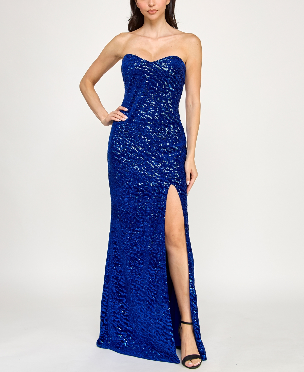 pear culture Junior's Strapless Sequin Tube Dress