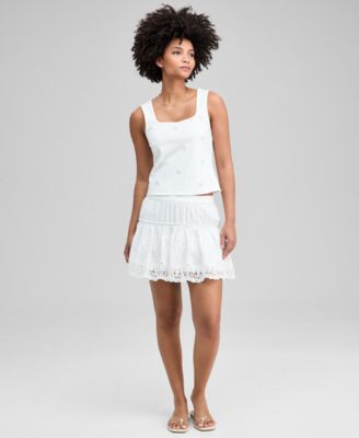 Women's Embroidered Cotton Mini Skirt, Macy's Exclusive