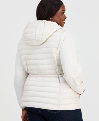 Plus Size Mixed-Media Packable Coat