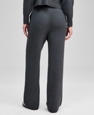 Women's Seamed Knit Wide-Leg Pants, Macy's Exclusive