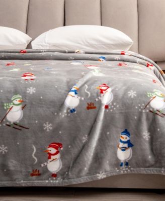 Velvet Plush Christmas Print Throw Blanket