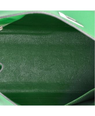 Kelly 28 Handbag Green Epsom with Palladium Hardware
