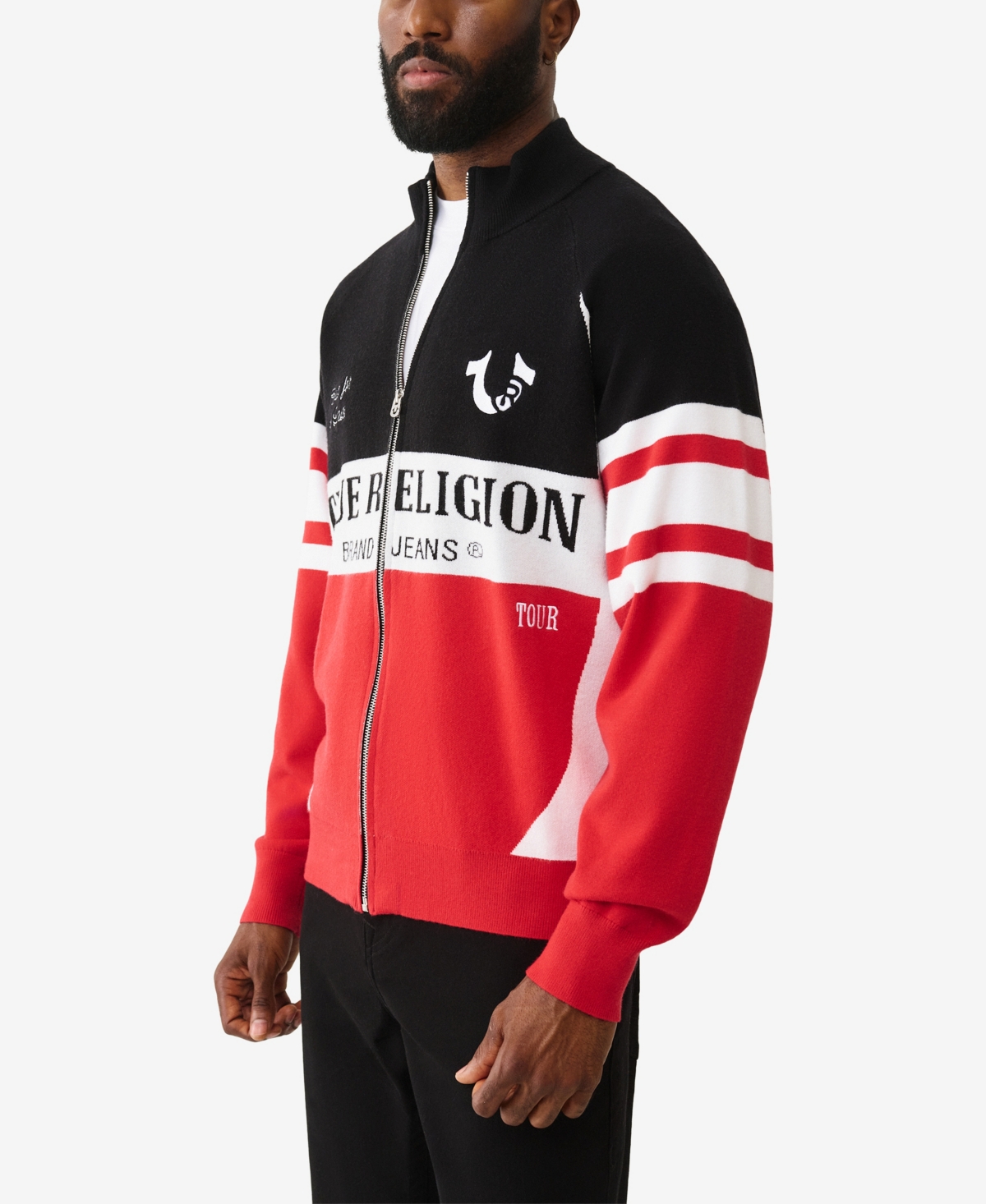 True Religion Men's Zip Raglan Sweater