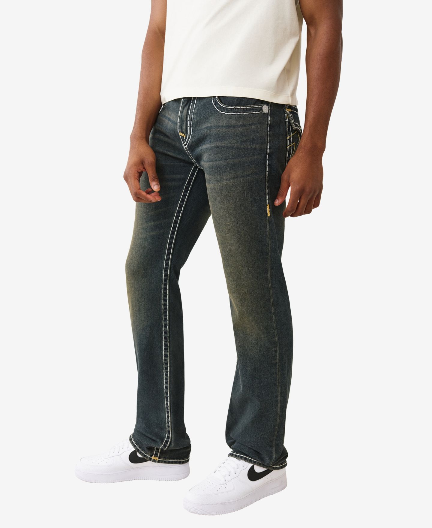 Мужские джинсы True Religion Ricky Super T-stitching, цвет: Тёмная варка — фото 2
