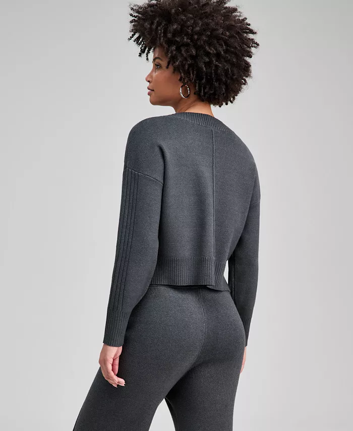 Women's Drop-Shoulder V-Neck Sweater - thumbnail 2