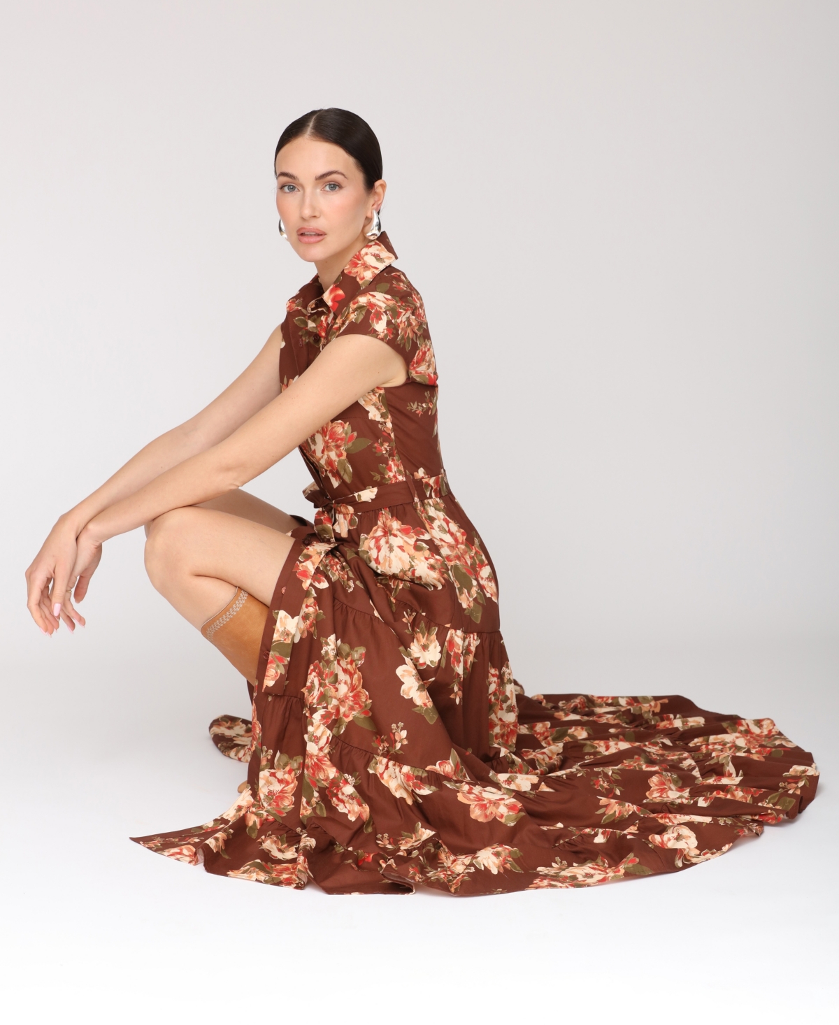 Avec Les Filles Women's Short-sleeve Maxi Dress In Brown