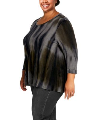 Plus Size Tie Dye Cozy Button Back Top