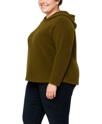 Plus Size Cozy Rib Long Sleeve Hoodie Top