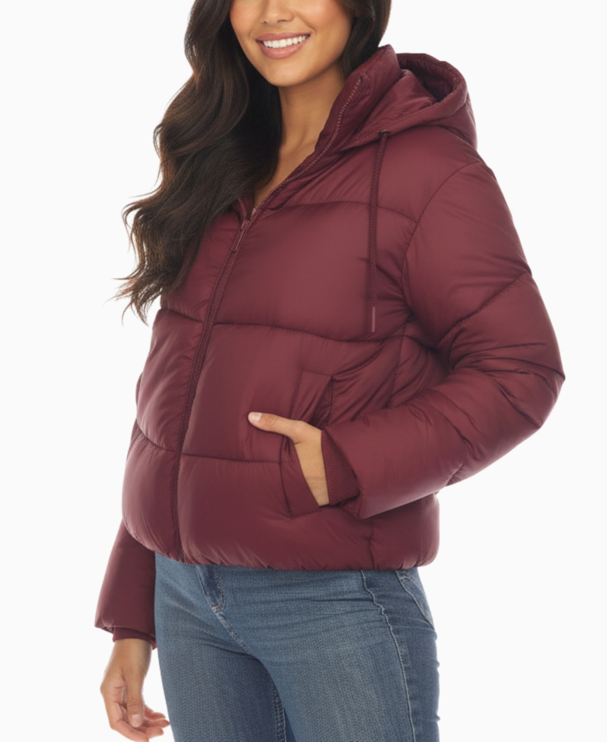 White Mark Women's Quilted Puffer Full Front Zipper Jacket In Multi