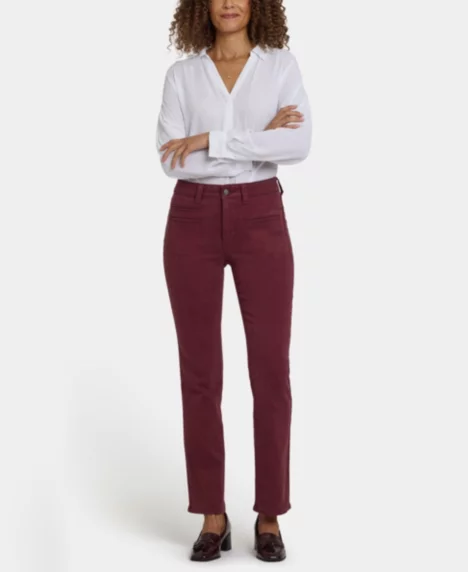 Petite Marilyn Straight Utility Jeans - Sienna Red
