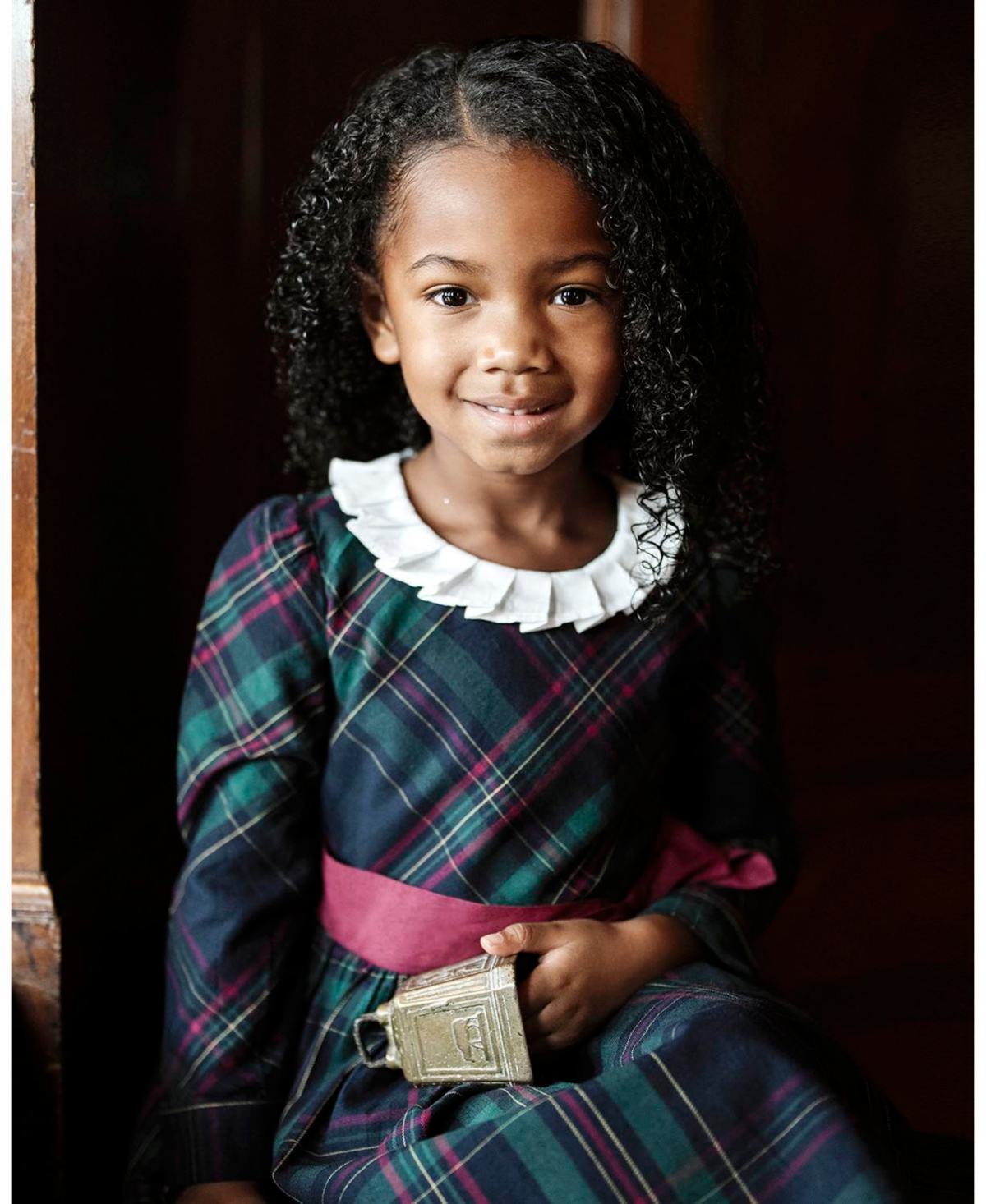 Hope & Henry Little and Big Girls' Organic Pleated Collar Dress with Sash