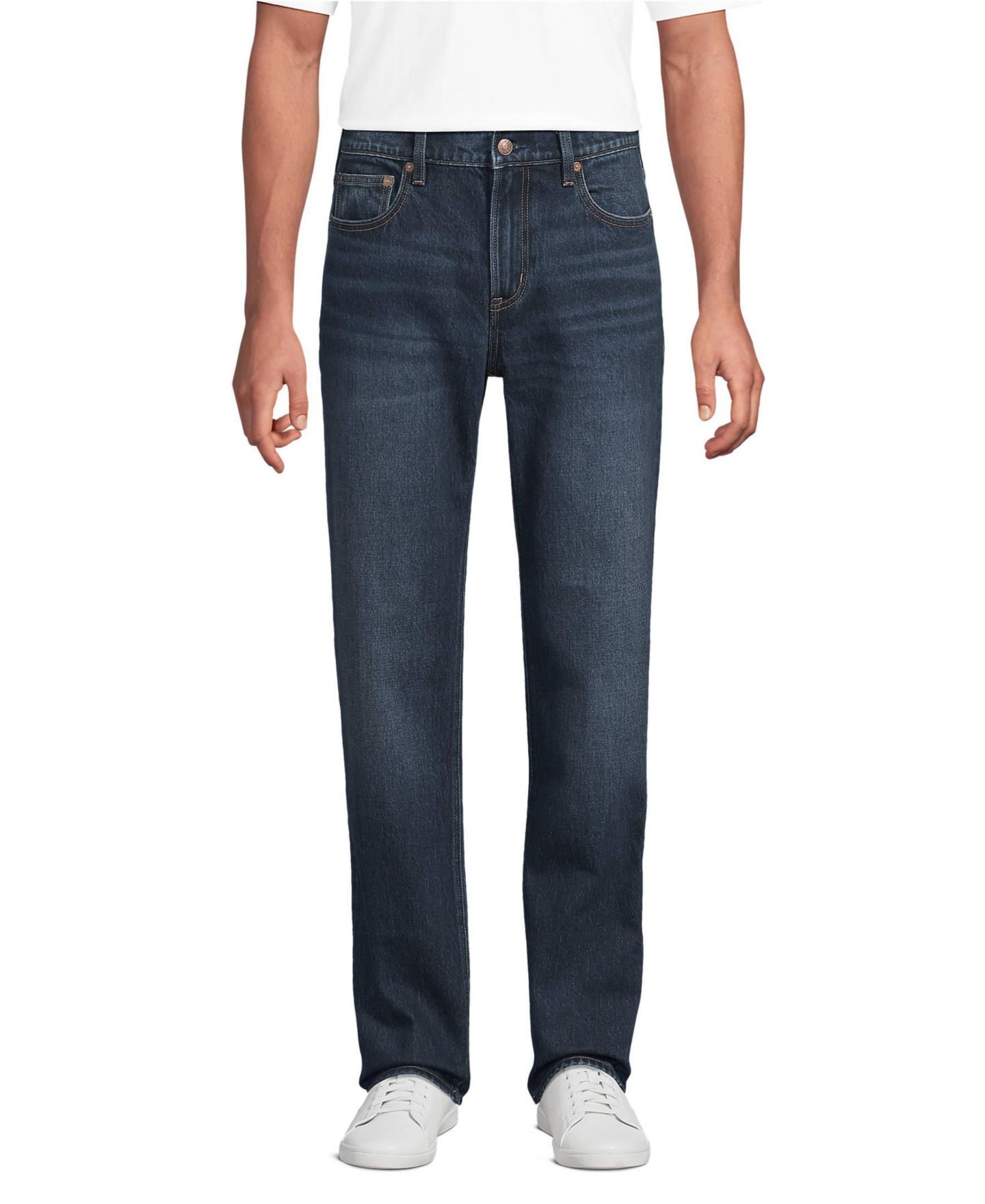 Мужские джинсы Lands' End Stretch Comfort Waist Easy Classic Fit Jean, цвет: Тёмный варёный — фото 1