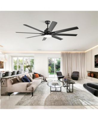 66-inch Modern Black 8-blade Ceiling Fan with Intelligent Remote Control and APP Timing Function for Various Indoor Layouts