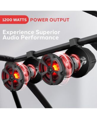 6.5'' Water-Resistant Marine / Off-Road BT Speakers, 1200 Watt Amplified Vehicle System with RGB Lights & Remote Control