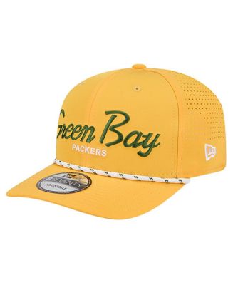 New Era Men's Gold Green Bay Packers Script 9SEVENTY Adjustable Hat ...