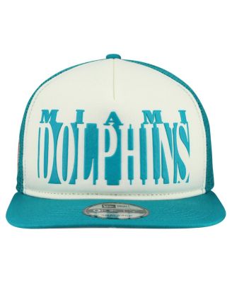 Men's Cream/Aqua Miami Dolphins Throwback Cutout A-Frame 9FIFTY Snapback Hat