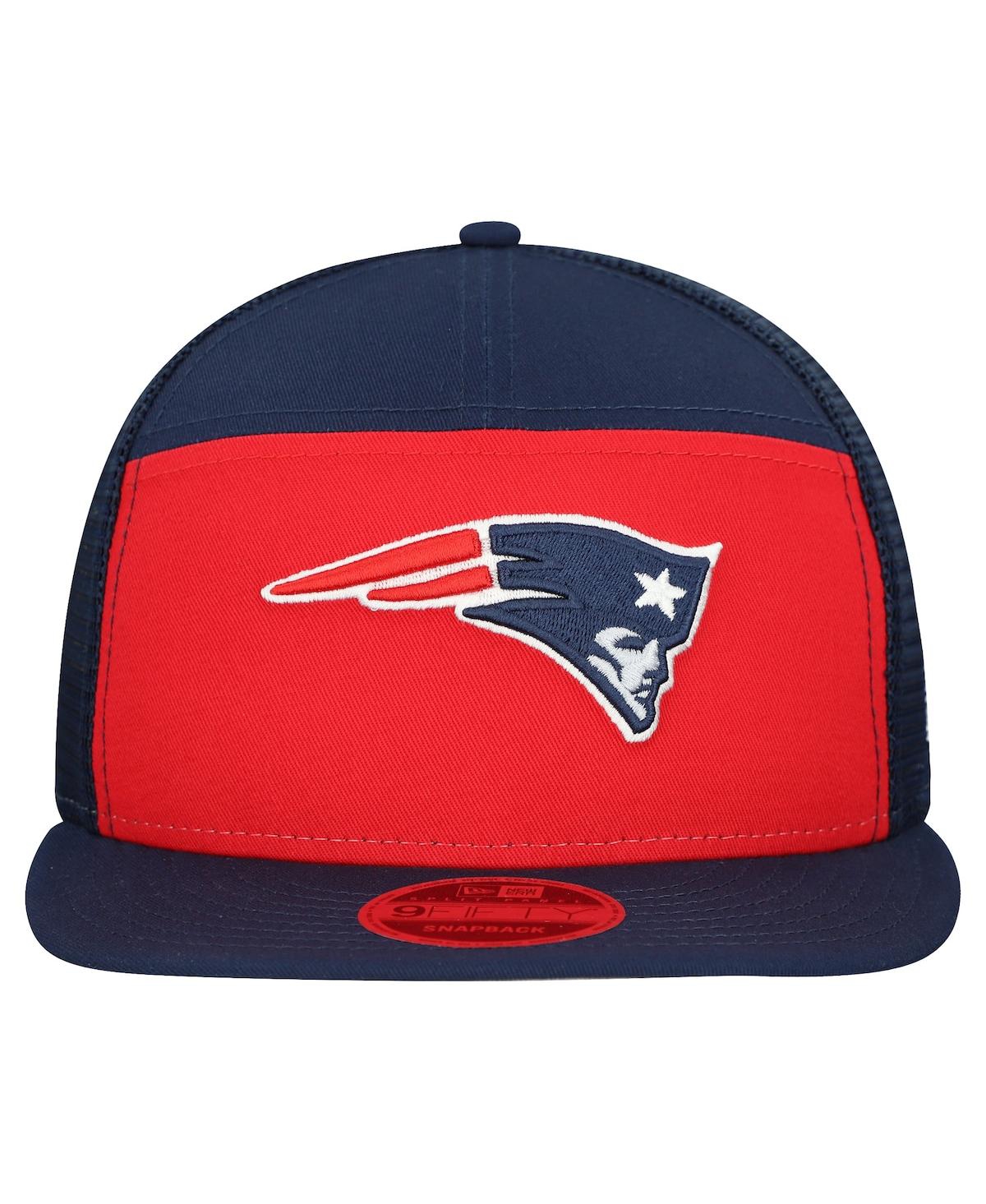 New Era Men's Red/Navy New England Patriots Outdoor Split Panel 9FIFTY Snapback Hat