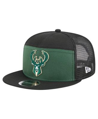 New Era - Men's Hunter Green/Black Milwaukee Bucks Outdoor Split Panel 9FIFTY Snapback Hat